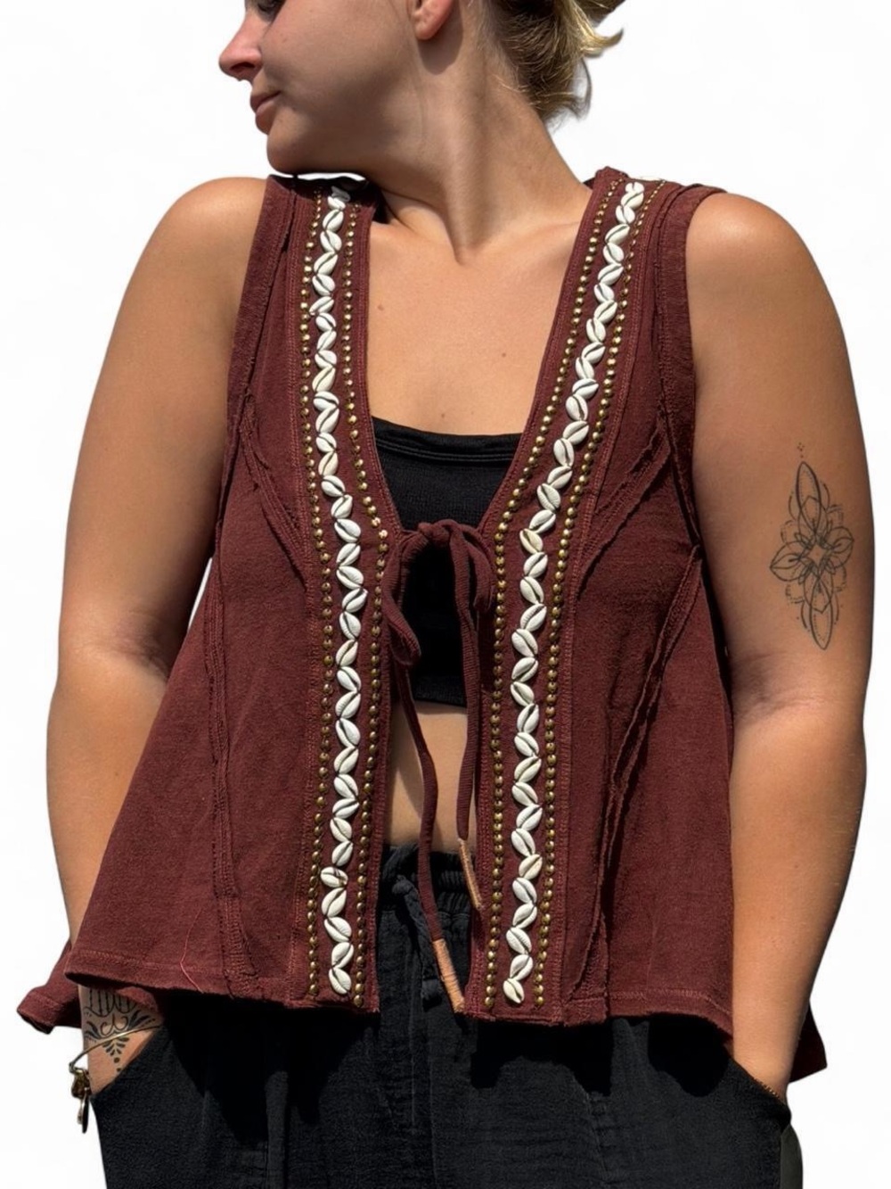 Free people shell embroidered vest statement summer blouse - Picture 2 of 7